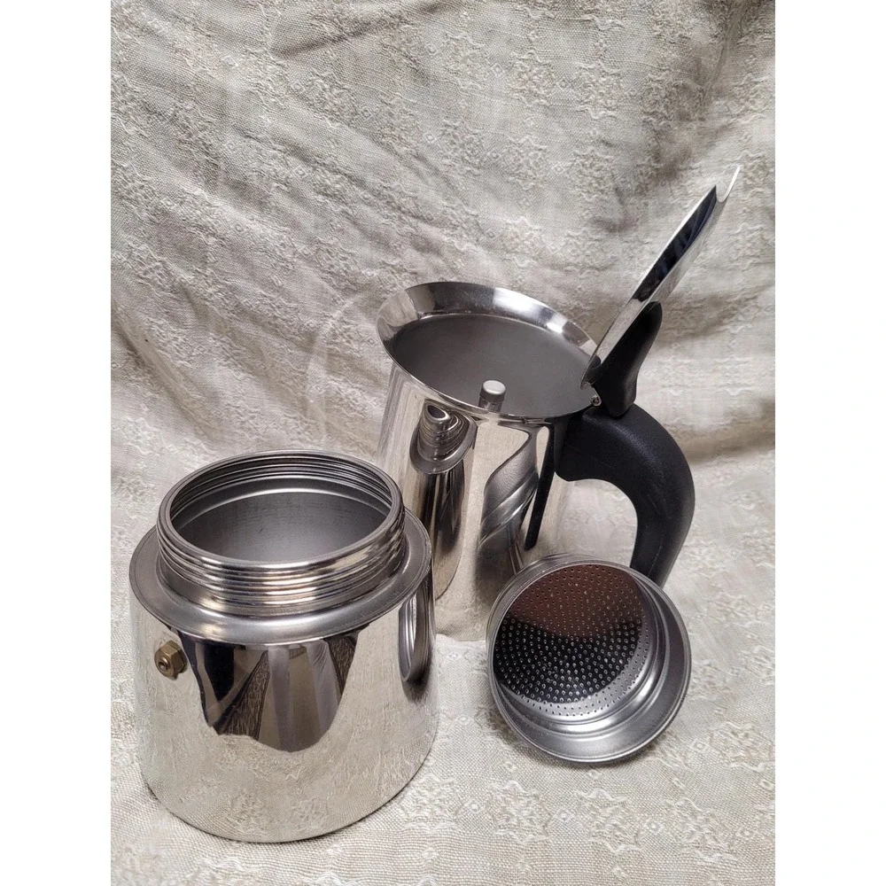 Vintage GB Guido Bergna 10 Cup Stovetop NEW Espresso Maker 18-10 Stainless Italy - Picture 5 of 7